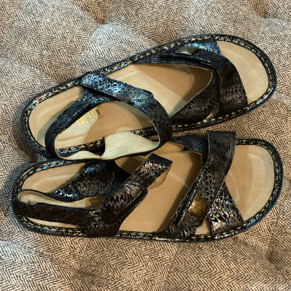 Alegria Black Strappy Sandals